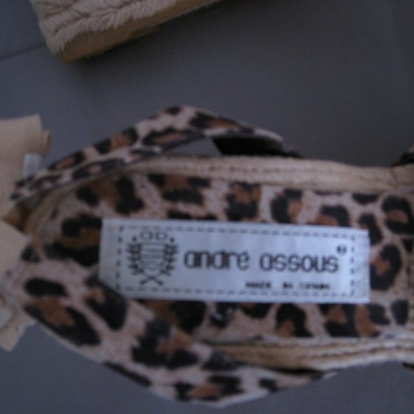 Andre Assous Leopard Calf Hair Wedge Espadrille Sandals, 7-Like Brand New - Picture 5 of 9